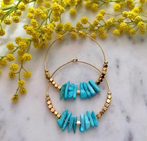créoles avec pierres turquoises