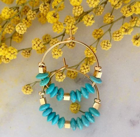 créoles avec pierres turquoises