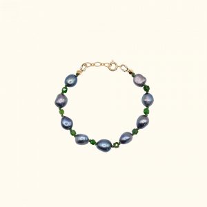 Bracelet Bonbon - Perle de Culture grise & Diopside