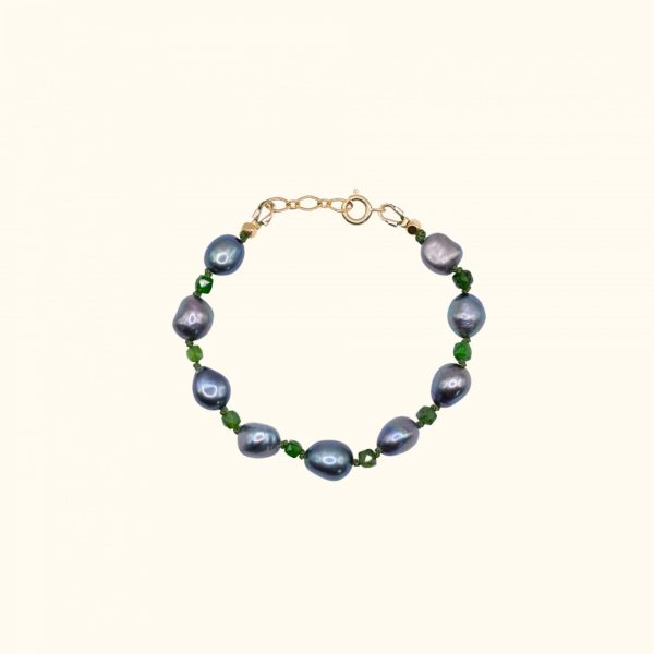 Bracelet Bonbon - Perle de Culture grise & Diopside