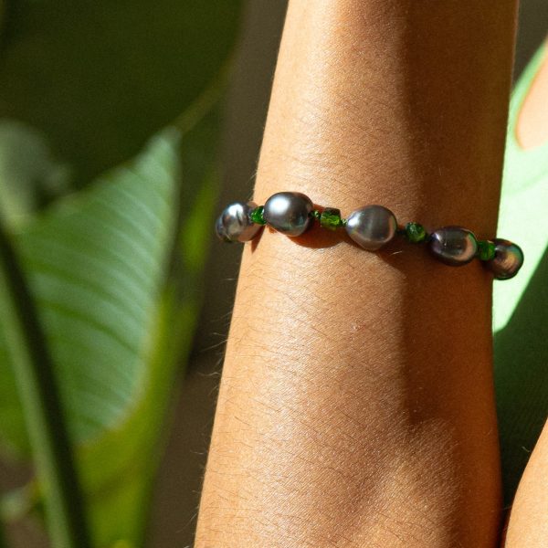 Bracelet Bonbon - Perle de Culture grise & Diopside – Image 3