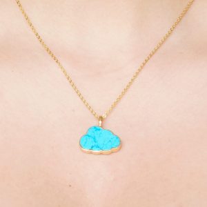 Collier - Nuage Turquoise - Argent massif plaqué or