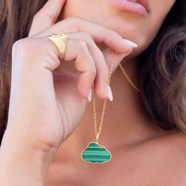 Collier - Nuage Malachite - Argent massif plaqué or