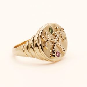 Chevalière Palmier -Argent massif plaqué or