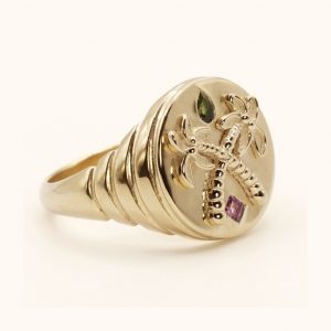 Chevalière Palmier -Argent massif plaqué or